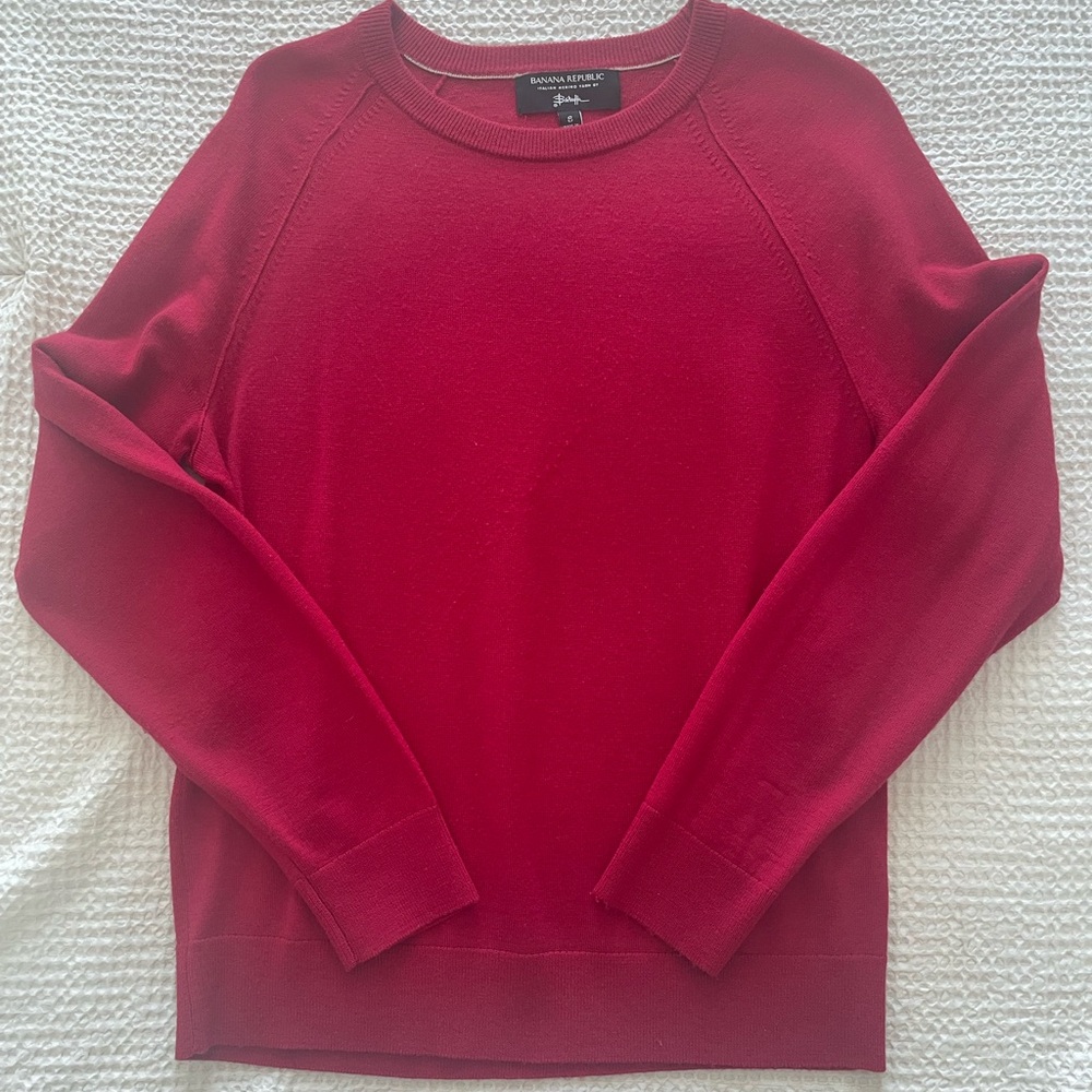 Banana Republic Mens Red 100% Merino Wool Sweater Size S